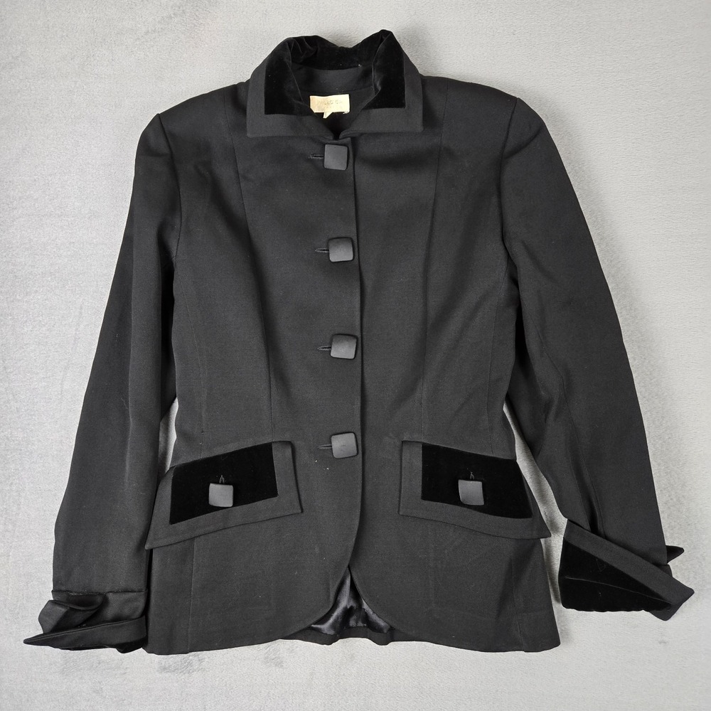 Paule Ka Jacket Womens‎ 42 Front Pockets Long Sleeve Blazer Black *READ